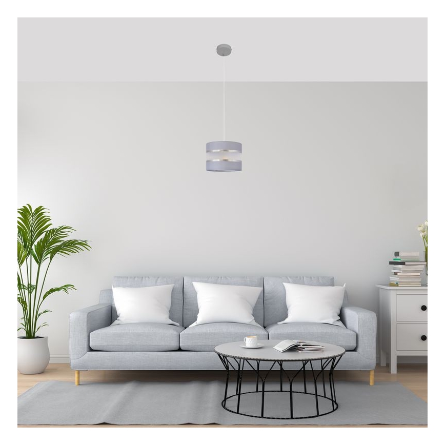 Luster na sajli HELEN 1xE27/15W/230V pr. 20 cm sivo/srebrno