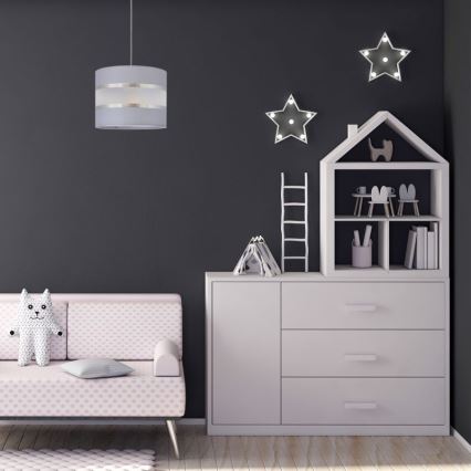 Luster na sajli HELEN 1xE27/15W/230V pr. 20 cm sivo/srebrno