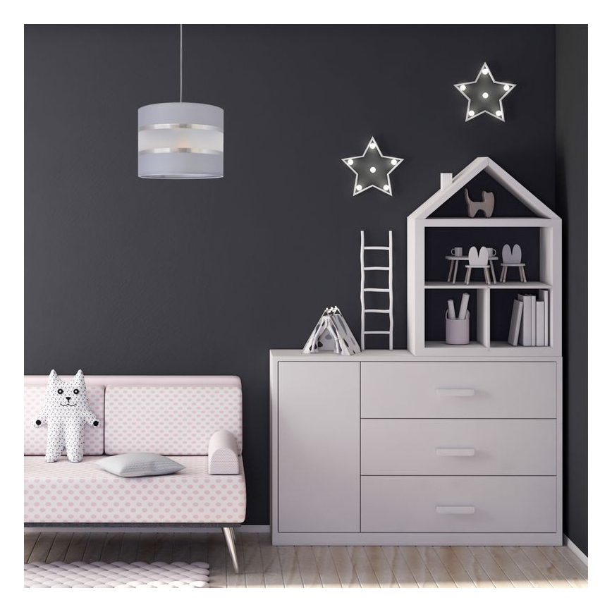 Luster na sajli HELEN 1xE27/15W/230V pr. 20 cm sivo/srebrno