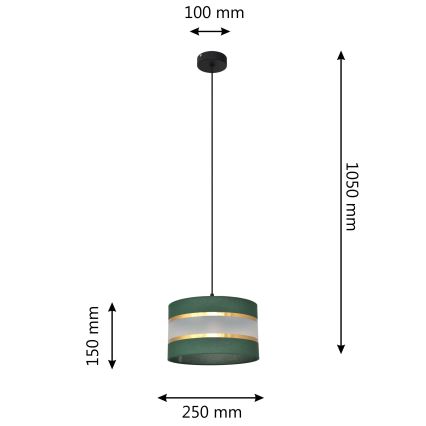 Luster na sajli HELEN 1xE27/15W/230V pr. 25 cm zelena/zlatna