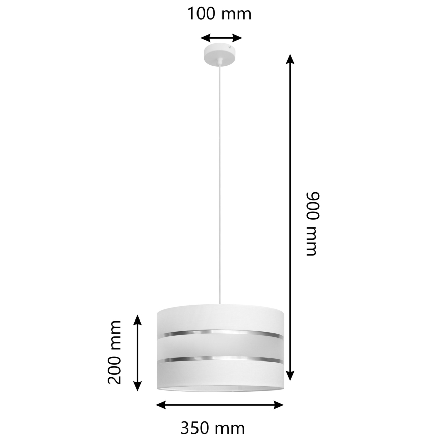 Luster na sajli HELEN 1xE27/15W/230V pr. 35 cm bela