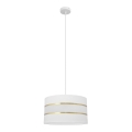 Luster na sajli HELEN 1xE27/15W/230V pr. 35 cm bela/zlatna