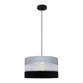 Luster na sajli HELEN 1xE27/15W/230V pr. 35 cm crno/sivo/srebrno