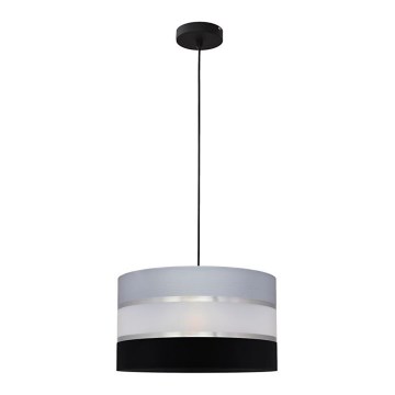 Luster na sajli HELEN 1xE27/15W/230V pr. 35 cm crno/sivo/srebrno