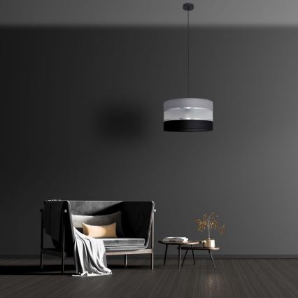 Luster na sajli HELEN 1xE27/15W/230V pr. 35 cm crno/sivo/srebrno