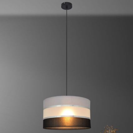 Luster na sajli HELEN 1xE27/15W/230V pr. 35 cm crno/sivo/srebrno
