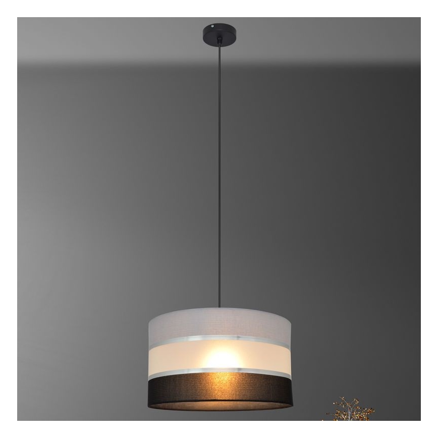Luster na sajli HELEN 1xE27/15W/230V pr. 35 cm crno/sivo/srebrno