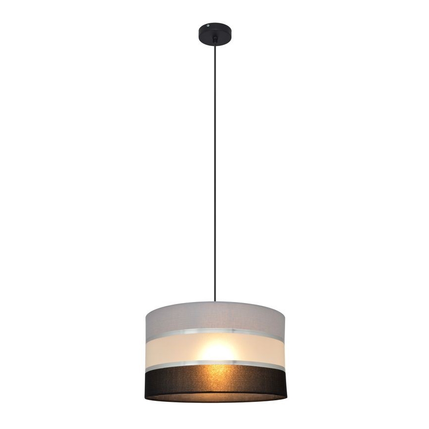Luster na sajli HELEN 1xE27/15W/230V pr. 35 cm crno/sivo/srebrno