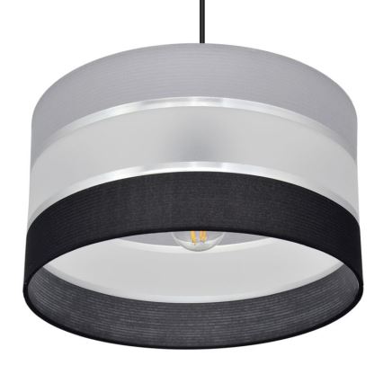 Luster na sajli HELEN 1xE27/15W/230V pr. 35 cm crno/sivo/srebrno