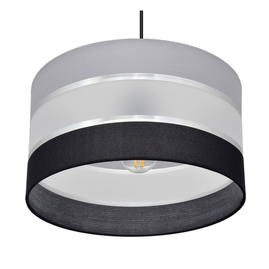 Luster na sajli HELEN 1xE27/15W/230V pr. 35 cm crno/sivo/srebrno