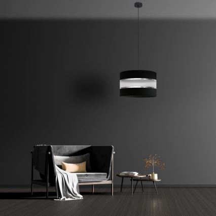 Luster na sajli HELEN 1xE27/15W/230V pr. 35 cm crno/srebrno