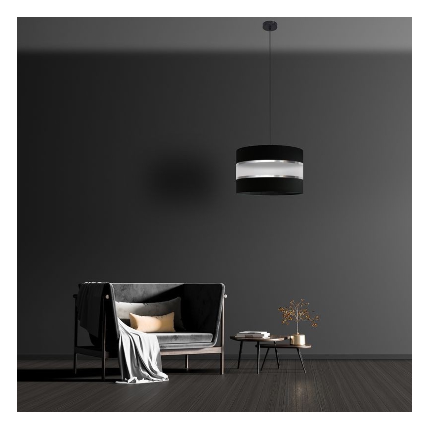 Luster na sajli HELEN 1xE27/15W/230V pr. 35 cm crno/srebrno