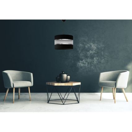 Luster na sajli HELEN 1xE27/15W/230V pr. 35 cm crno/srebrno