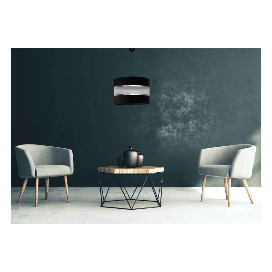 Luster na sajli HELEN 1xE27/15W/230V pr. 35 cm crno/srebrno