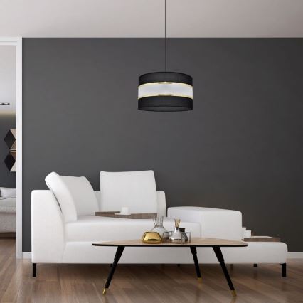 Luster na sajli HELEN 1xE27/15W/230V pr. 35 cm crno/zlatna