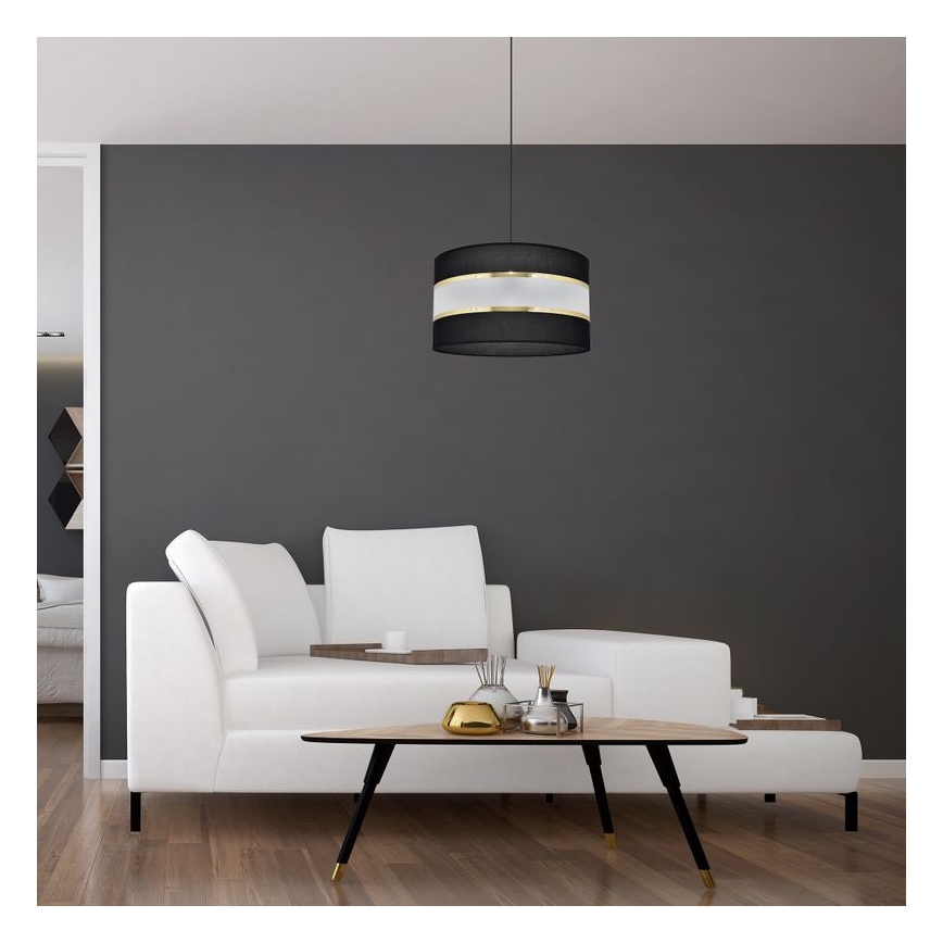 Luster na sajli HELEN 1xE27/15W/230V pr. 35 cm crno/zlatna