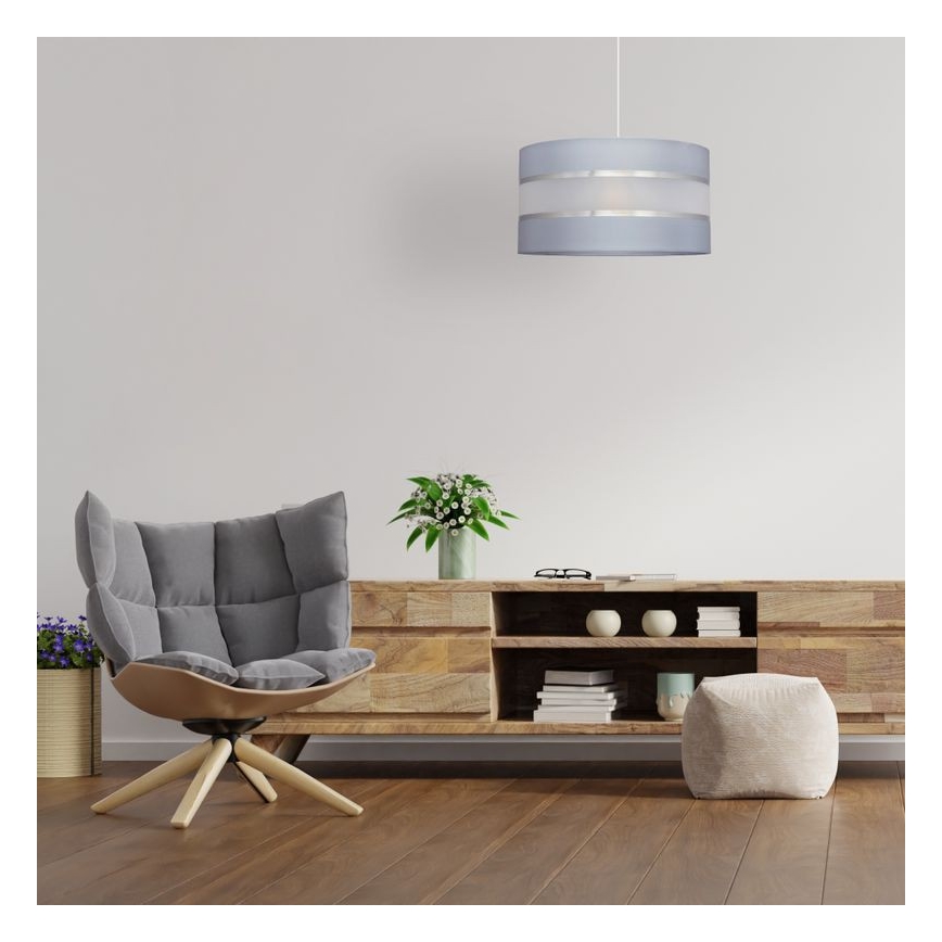 Luster na sajli HELEN 1xE27/15W/230V pr. 35 cm sivo/srebrno