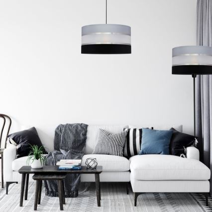 Luster na sajli HELEN 1xE27/15W/230V pr. 40 cm crno/sivo/srebrno