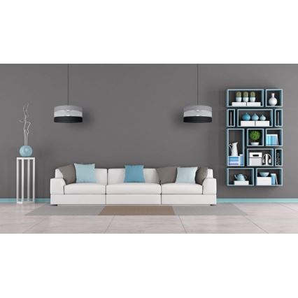 Luster na sajli HELEN 1xE27/15W/230V pr. 40 cm crno/sivo/srebrno