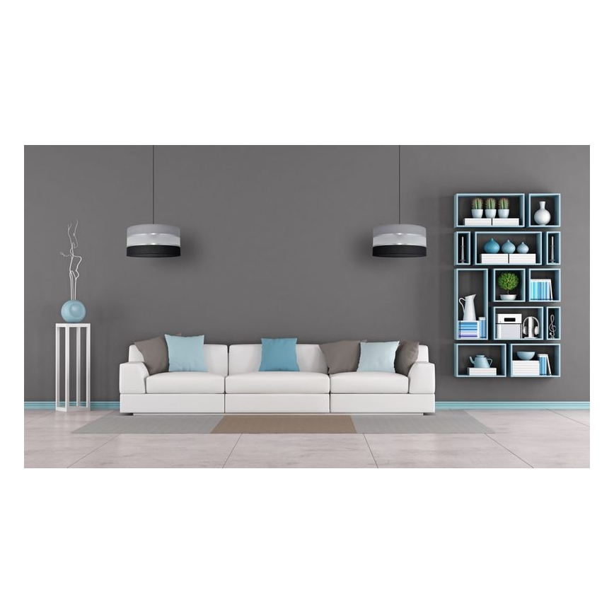 Luster na sajli HELEN 1xE27/15W/230V pr. 40 cm crno/sivo/srebrno