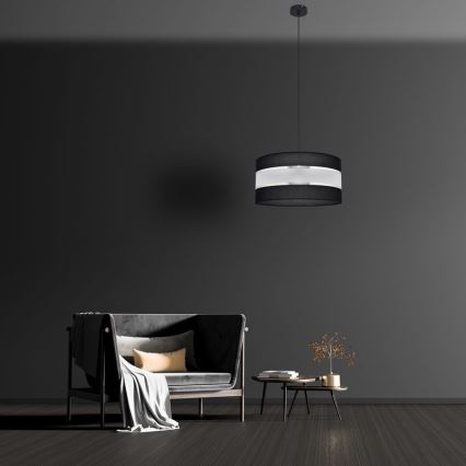 Luster na sajli HELEN 1xE27/15W/230V pr. 40 cm crno/srebrno