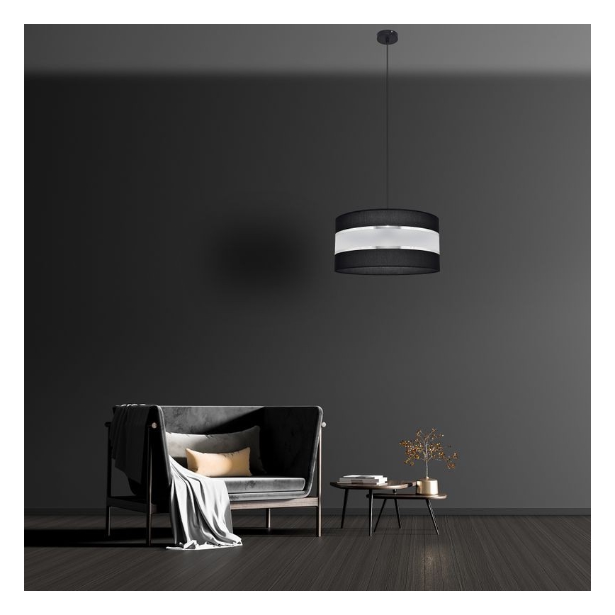 Luster na sajli HELEN 1xE27/15W/230V pr. 40 cm crno/srebrno