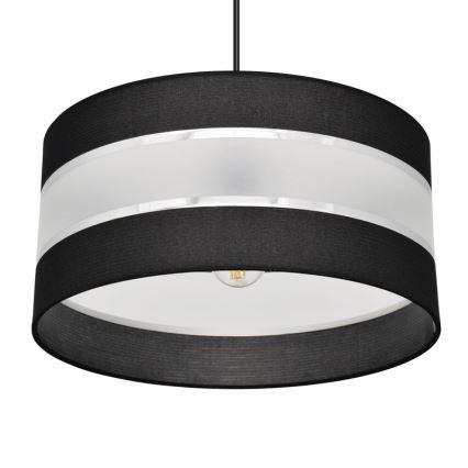 Luster na sajli HELEN 1xE27/15W/230V pr. 40 cm crno/srebrno