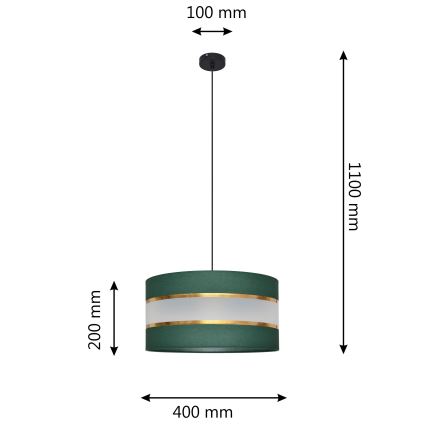 Luster na sajli HELEN 1xE27/15W/230V pr. 40 cm zelena/zlatna
