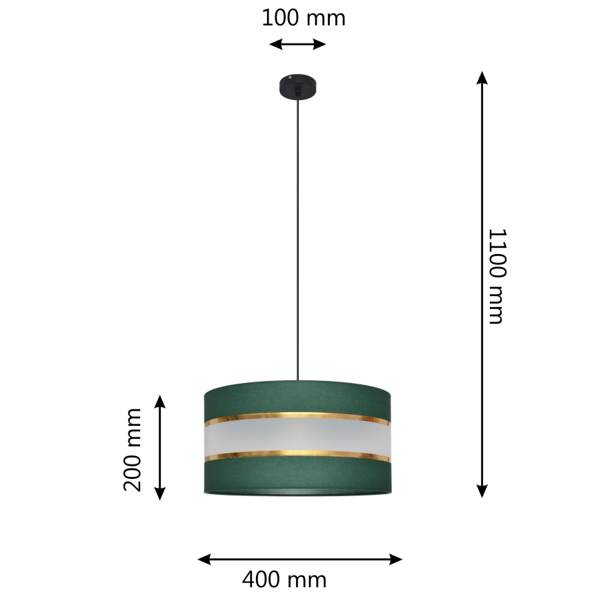 Luster na sajli HELEN 1xE27/15W/230V pr. 40 cm zelena/zlatna