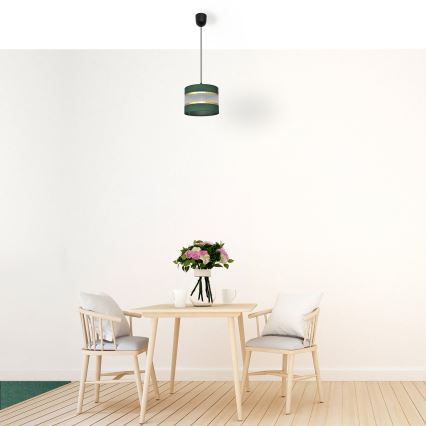 Luster na sajli HELEN 1xE27/15W/230V prečnik 20 cm zelena/zlatna