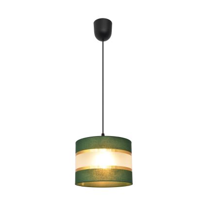 Luster na sajli HELEN 1xE27/15W/230V prečnik 20 cm zelena/zlatna