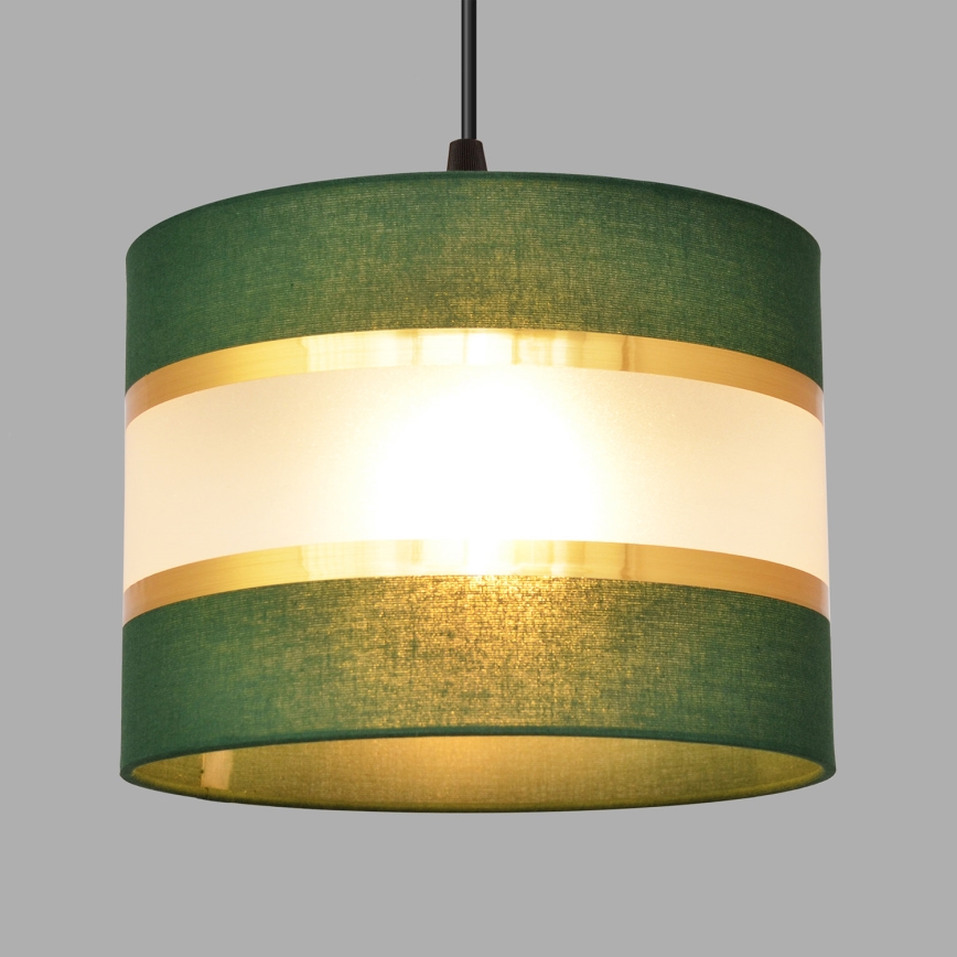 Luster na sajli HELEN 1xE27/15W/230V prečnik 20 cm zelena/zlatna