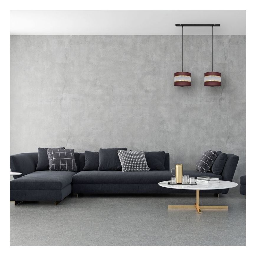Luster na sajli HELEN 2xE27/15W/230V braon/crno/zlatna