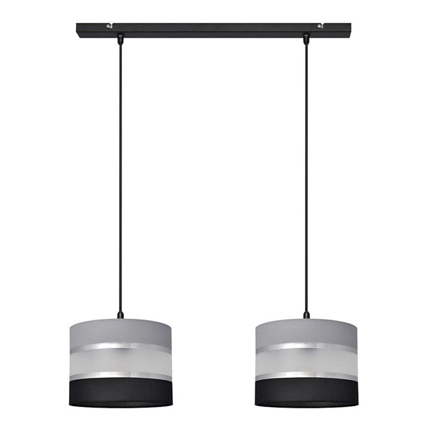 Luster na sajli HELEN 2xE27/15W/230V crno/sivo/srebrno