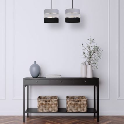Luster na sajli HELEN 2xE27/15W/230V crno/sivo/srebrno