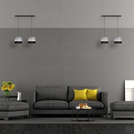 Luster na sajli HELEN 2xE27/15W/230V crno/sivo/srebrno