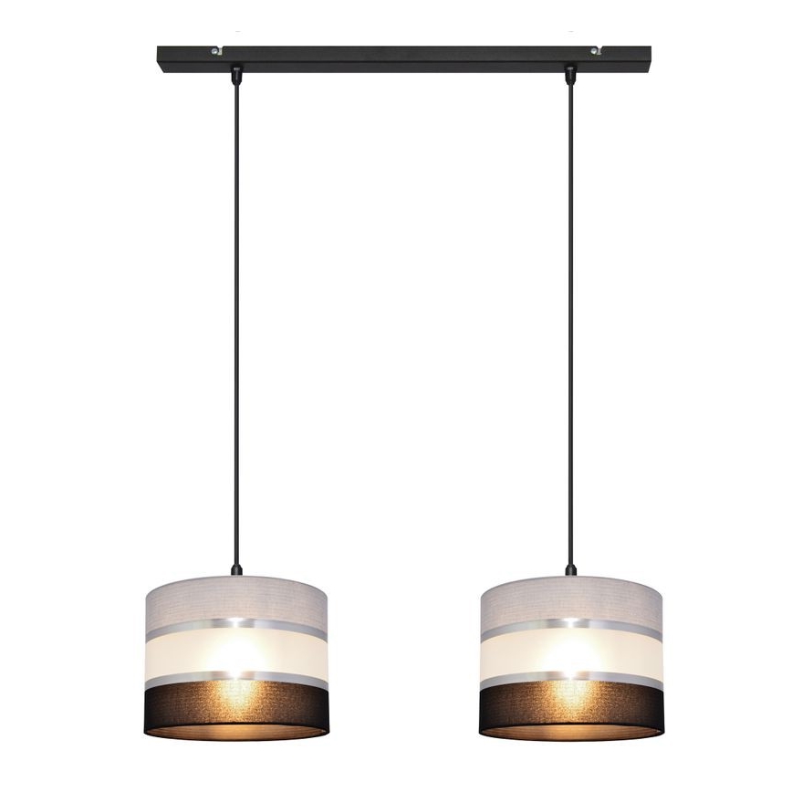 Luster na sajli HELEN 2xE27/15W/230V crno/sivo/srebrno
