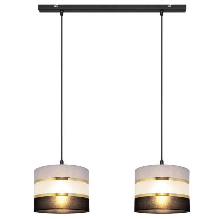 Luster na sajli HELEN 2xE27/15W/230V crno/sivo/zlatna