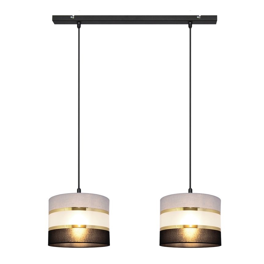 Luster na sajli HELEN 2xE27/15W/230V crno/sivo/zlatna