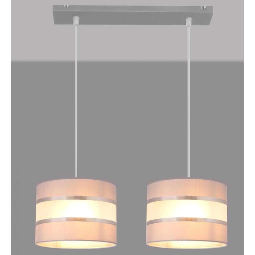Luster na sajli HELEN 2xE27/15W/230V sivo/srebrno