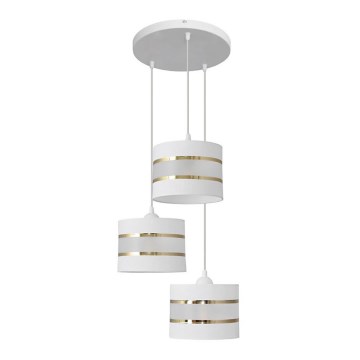Luster na sajli HELEN 3xE27/15W/230V bela/zlatna