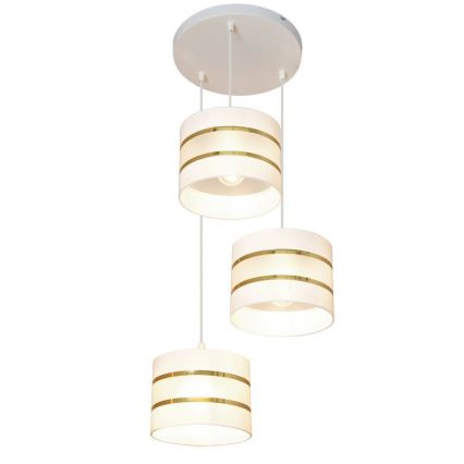 Luster na sajli HELEN 3xE27/15W/230V bela/zlatna