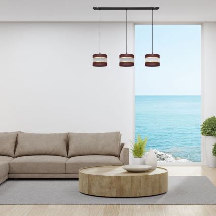 Luster na sajli HELEN 3xE27/15W/230V braon/crna/zlatna