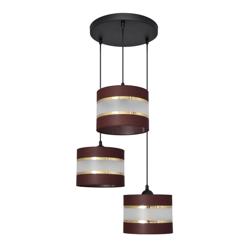 Luster na sajli HELEN 3xE27/15W/230V braon/crno/zlatna