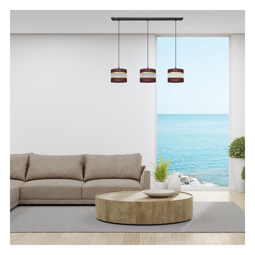 Luster na sajli HELEN 3xE27/15W/230V braon/crno/zlatna