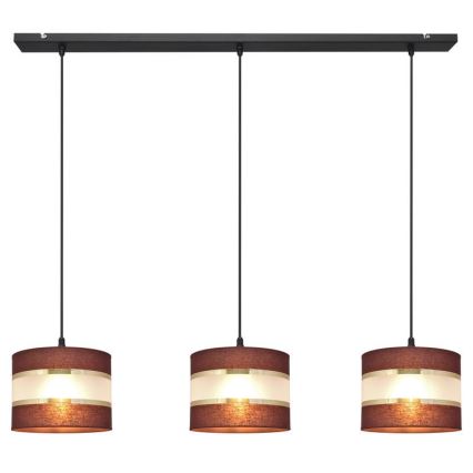 Luster na sajli HELEN 3xE27/15W/230V braon/crno/zlatna