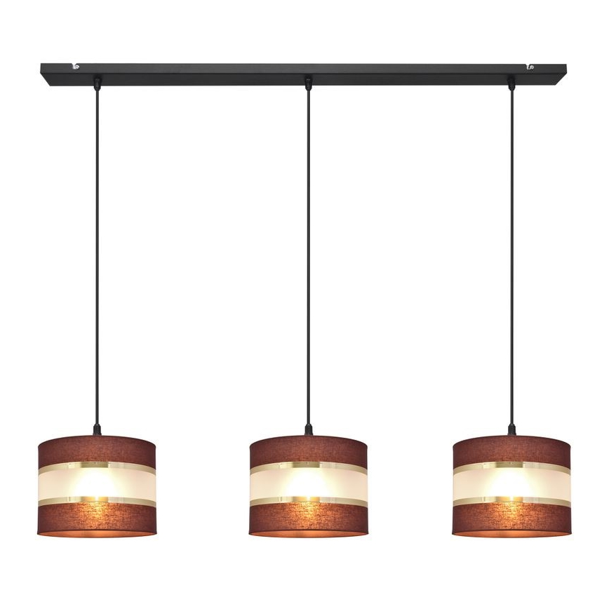 Luster na sajli HELEN 3xE27/15W/230V braon/crno/zlatna