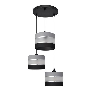 Luster na sajli HELEN 3xE27/15W/230V crno/sivo/srebrno