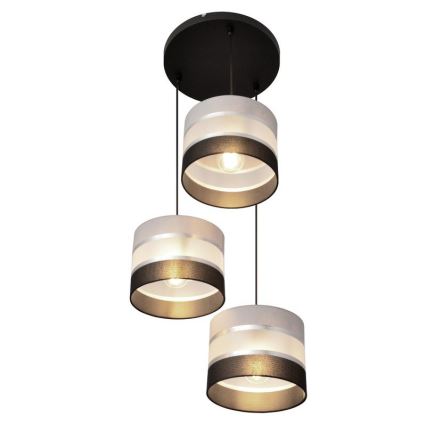 Luster na sajli HELEN 3xE27/15W/230V crno/sivo/srebrno