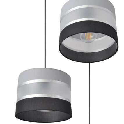 Luster na sajli HELEN 3xE27/15W/230V crno/sivo/srebrno